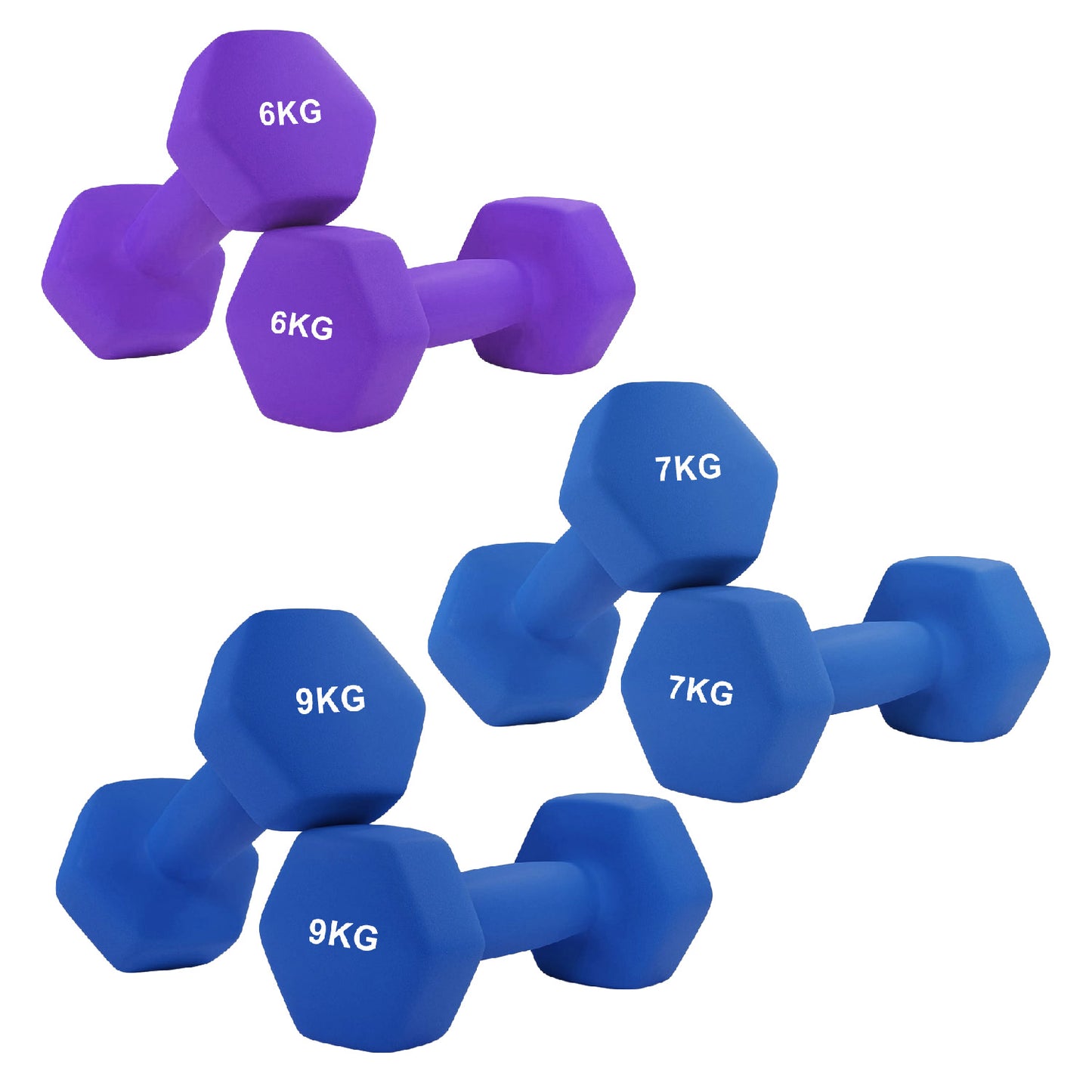 Anti-Roll Hex Neoprene Dumbbell Weights - Non-Slip Design for Home Training & Gym Workouts - Premium Quality Fitness Equipment in Singles, Pairs & Complete Sets - Soft-Touch Grip for All Fitness