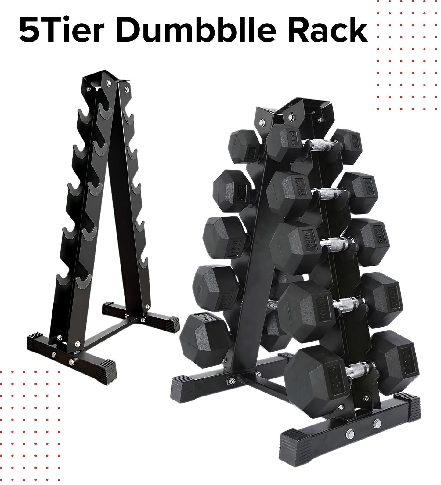 Heavy-Duty Dumbbell Storage Rack - Multi-Tier Options for 3, 4, 5 & 6 Pairs - Steel Weight Organizer Stand for Home Gym, Commercial Fitness Studios - Space-Saving Exercise Equipment Storage Solution