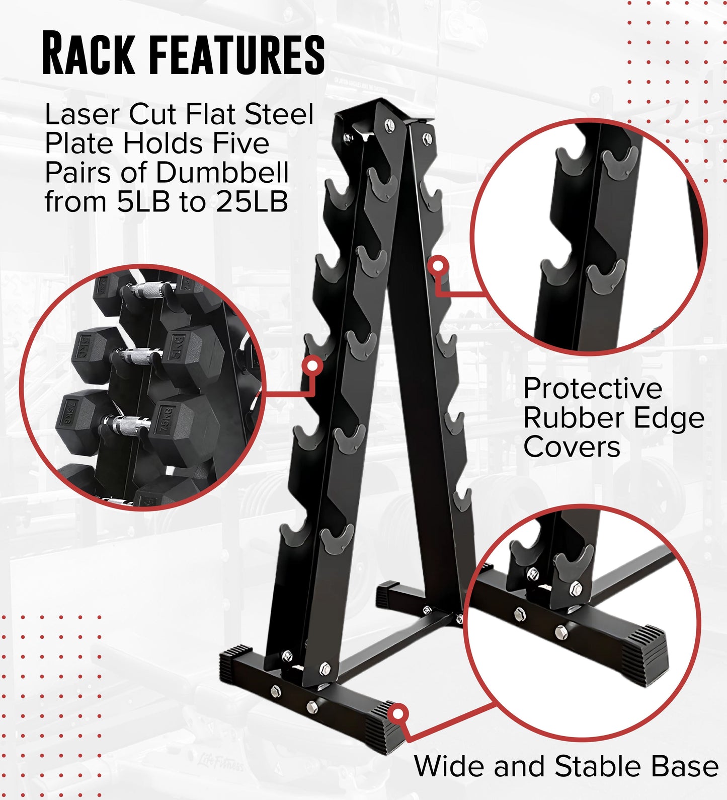 Heavy-Duty Dumbbell Storage Rack - Multi-Tier Options for 3, 4, 5 & 6 Pairs - Steel Weight Organizer Stand for Home Gym, Commercial Fitness Studios - Space-Saving Exercise Equipment Storage Solution
