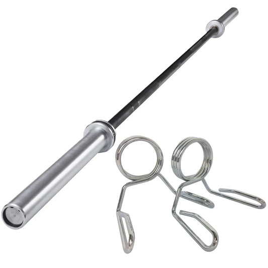 Barbell with weight attachments on a white background
