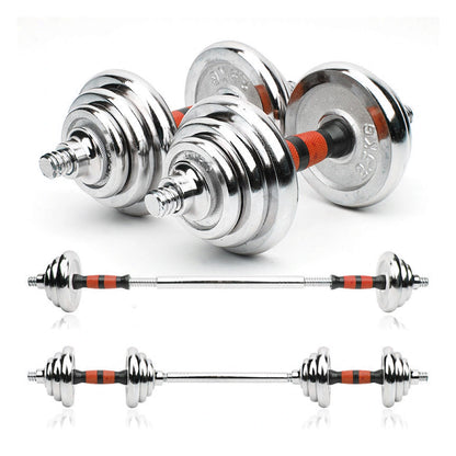 20kg Steel Adjustable Dumbbell Barbell Set - 2-in-1 Cast Iron Weight System with Anti-Slip Metal Handle - Converts from Dumbbells to Barbell - Home Fitness Training Equipment with  &  Plates