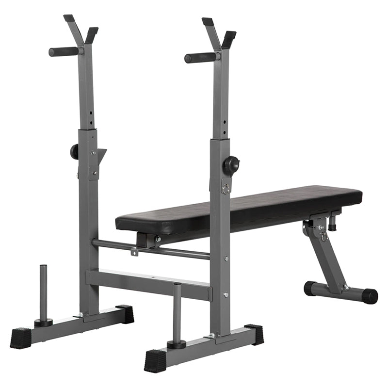 Professional Adjustable Weight Bench with Dip Station & Barbell Rack - Heavy-Duty Multi-Functional Workout Bench for Strength Training - Foldable Design with 250kg Capacity - Reinforced Steel