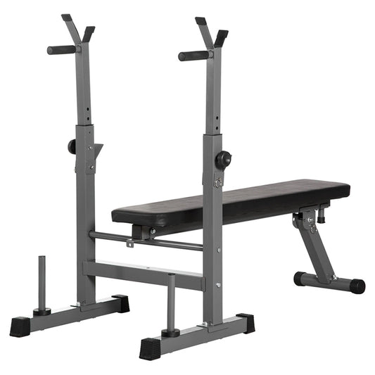 Professional Adjustable Weight Bench with Dip Station & Barbell Rack - Heavy-Duty Multi-Functional Workout Bench for Strength Training - Foldable Design with 250kg Capacity - Reinforced Steel