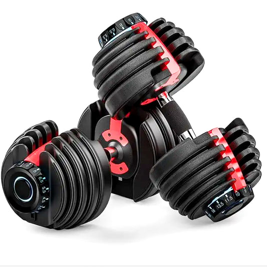 24kg Adjustable Dumbbell 15-in-1 Smart Weight System with Quick Dial Technology - Space-Saving Home Gym Equipment for Complete Strength Training - Multiple Weight Settings from  to 24kg - Non-Slip