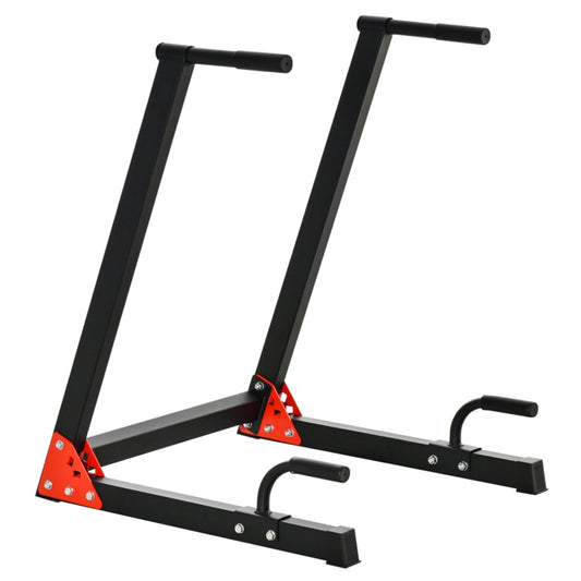 Heavy-Duty Dip Station for Home Gym - Professional Grade Steel Upper Body Trainer - 200kg Weight Capacity - Angled Ergonomic Grips - Enhanced Stability Frame - Red & Black Tricep and Chest Workout