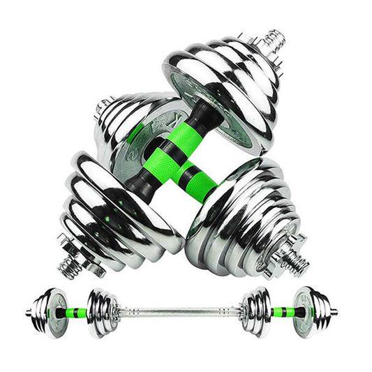 20kg Steel Adjustable Dumbbell Barbell Set - 2-in-1 Cast Iron Weight System with Anti-Slip Metal Handle - Converts from Dumbbells to Barbell - Home Fitness Training Equipment with  &  Plates