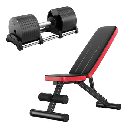 Round Adjustable Dumbbells Set for Home Gym - Quick-Select Dial System 24-45kg - Anti-Slip Handle - Single or Pair - Space-Saving Design - Complete Strength Training Equipment for All Fitness
