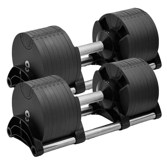 Round Adjustable Dumbbells Set for Home Gym - Quick-Select Dial System 24-45kg - Anti-Slip Handle - Single or Pair - Space-Saving Design - Complete Strength Training Equipment for All Fitness