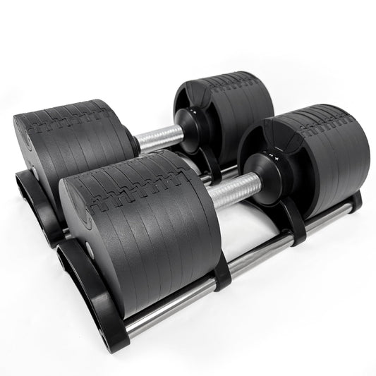 Round Adjustable Dumbbells Set for Home Gym - Quick-Select Dial System 24-45kg - Anti-Slip Handle - Single or Pair - Space-Saving Design - Complete Strength Training Equipment for All Fitness