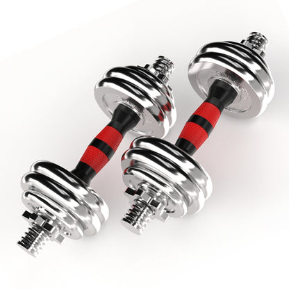 20kg Steel Adjustable Dumbbell Barbell Set - 2-in-1 Cast Iron Weight System with Anti-Slip Metal Handle - Converts from Dumbbells to Barbell - Home Fitness Training Equipment with  &  Plates
