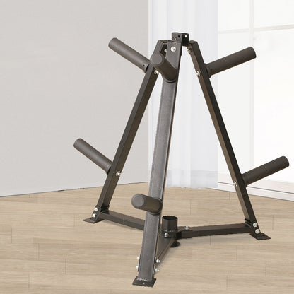 Heavy-Duty Vertical Weight Disc & Dumbbell Rack - 300kg Capacity Storage Stand - Space-Saving Organiser for Home Gym - 6 Fasten Clamps for 5cm Plates and Dumbbells - Compact Exercise Equipment