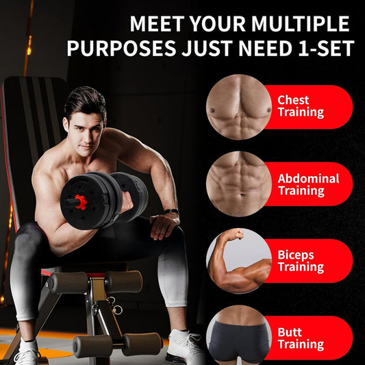 Adjustable Dumbbell & Barbell Set 20kg/25kg/30kg – 2-in-1 Free Weights with Connecting Rod, Ideal for Home Gym, Weight Lifting, Strength & Fitness Training