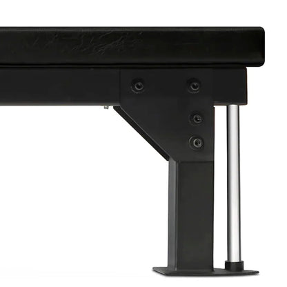 Black metal shelf bracket on a white background