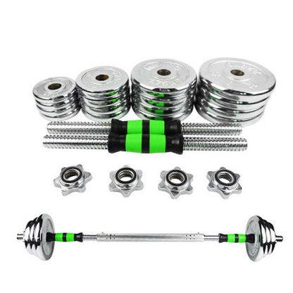 20kg Steel Adjustable Dumbbell Barbell Set - 2-in-1 Cast Iron Weight System with Anti-Slip Metal Handle - Converts from Dumbbells to Barbell - Home Fitness Training Equipment with  &  Plates