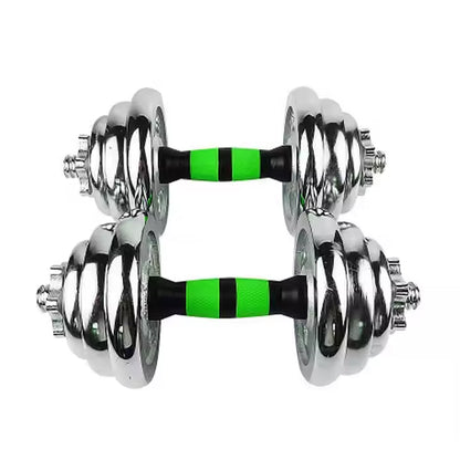 20kg Steel Adjustable Dumbbell Barbell Set - 2-in-1 Cast Iron Weight System with Anti-Slip Metal Handle - Converts from Dumbbells to Barbell - Home Fitness Training Equipment with  &  Plates
