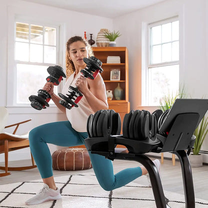 40kg Premium Adjustable Dumbbell Set 17-in-1 Quick Dial Weight Selection System - Home Gym Weights with Non-Slip Handle for Strength Training - Space-Saving Design for All Fitness Levels