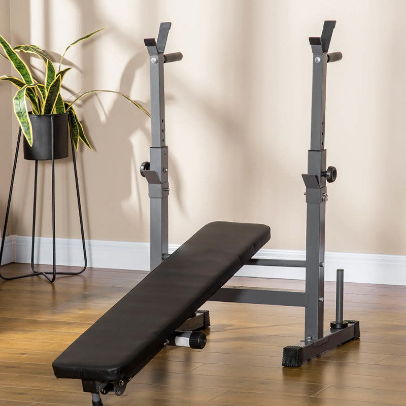 Professional Adjustable Weight Bench with Dip Station & Barbell Rack - Heavy-Duty Multi-Functional Workout Bench for Strength Training - Foldable Design with 250kg Capacity - Reinforced Steel