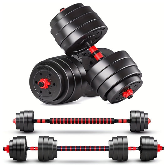 Adjustable Dumbbell & Barbell Set 20kg/25kg/30kg – 2-in-1 Free Weights with Connecting Rod, Ideal for Home Gym, Weight Lifting, Strength & Fitness Training