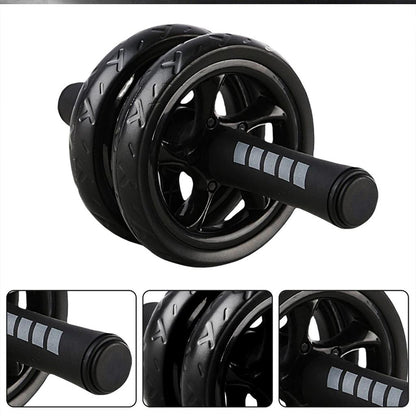 Premium Double-Wheel Ab Roller with Knee Pad - Core Training Exercise Wheel with Rebound Design - Adjustable Elastic Resistance Band - Silent Non-Slip Wheels - Ergonomic Handles - Home Gym Equipment