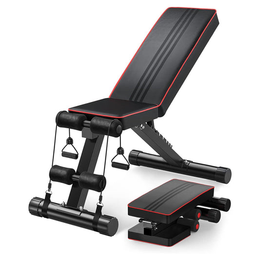 7-Position Adjustable Foldable Weight Bench - Heavy-Duty 320KG Capacity - Quick Folding Design with Automatic Locking - Ergonomic Comfort Padding - Multi-Angle Incline Decline Flat Positions for Home