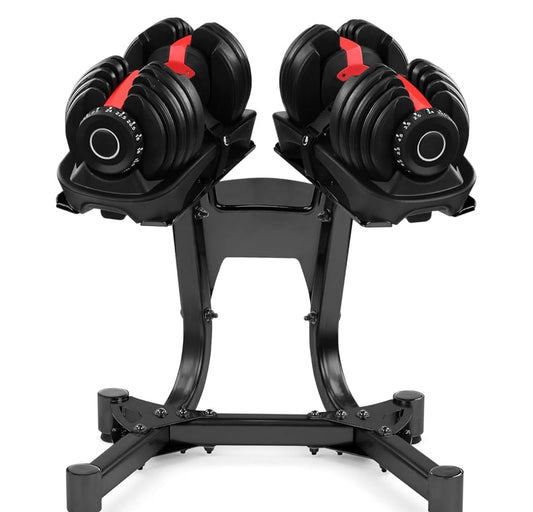 Premium Adjustable Dumbbell Stand with Optional 24kg & 40kg Dumbbells - Heavy-Duty Steel Frame with Secure Weight Belt - Compact Space-Saving Design for Home Gym - Ergonomic Lifting Platform
