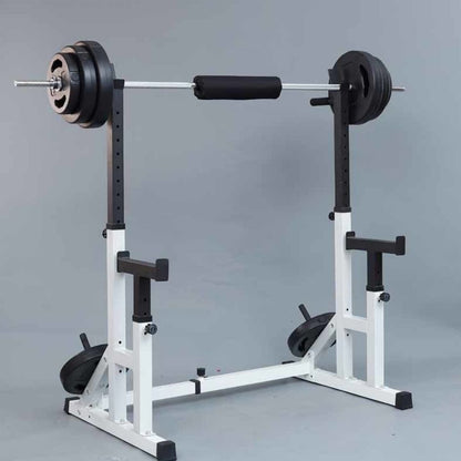 Heavy-Duty Adjustable Squat and Bench Press Rack  - Professional Weight Training Stand with 400kg Capacity - Multi-Function Strength Equipment with Dip Handles for Home and Commercial Gyms - Premium