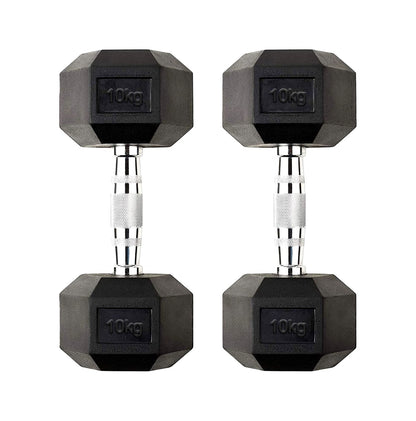 Premium Rubber-Coated Hex Dumbbells: Singles, Pairs & Complete Weight Sets from 2.5kg to 60kg - Anti-Roll Design with Ergonomic Metal Handles for Home Gym, Strength Training & Professional Bodybuilding