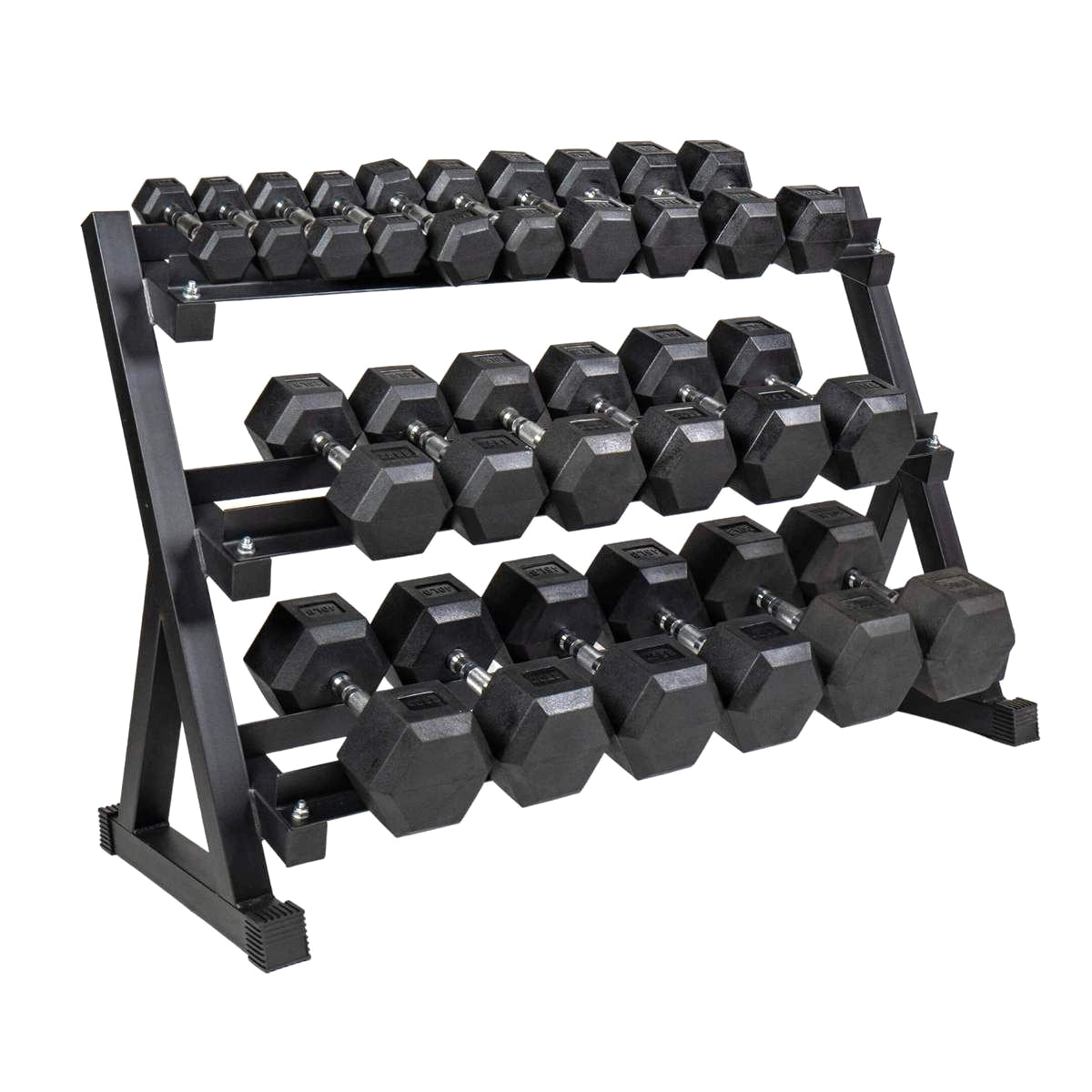 Premium Rubber-Coated Hex Dumbbells: Pairs from 2.5kg to 60kg - Anti-Roll Design with Ergonomic Metal Handles for Home Gym, Strength Training & Professional Bodybuilding