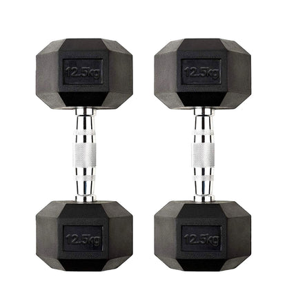 Premium Rubber-Coated Hex Dumbbells: Singles, Pairs & Complete Weight Sets from 2.5kg to 60kg - Anti-Roll Design with Ergonomic Metal Handles for Home Gym, Strength Training & Professional Bodybuilding