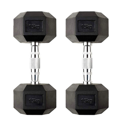 Premium Rubber-Coated Hex Dumbbells: Singles, Pairs & Complete Weight Sets from 2.5kg to 60kg - Anti-Roll Design with Ergonomic Metal Handles for Home Gym, Strength Training & Professional Bodybuilding