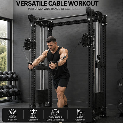 Complete Functional Fitness Rack with Pulldown, Cables & Chin-Up Bar