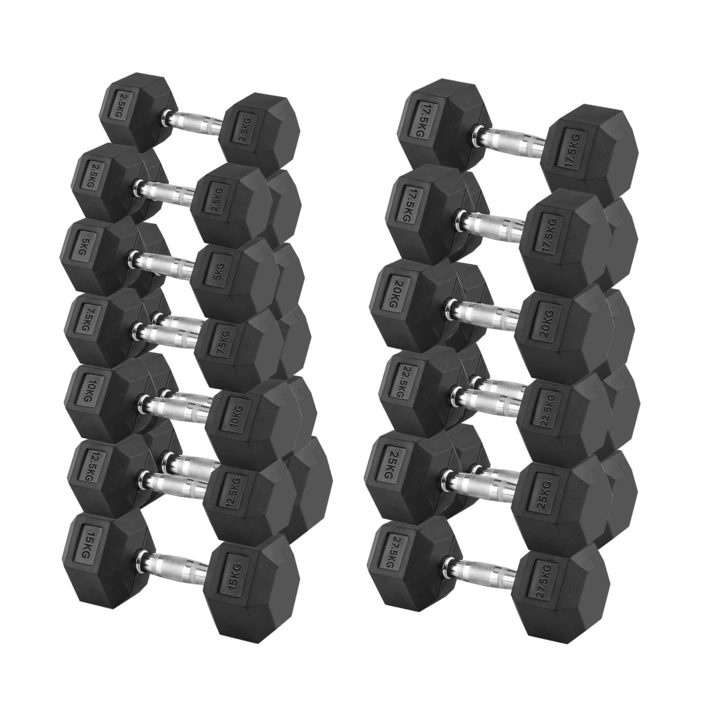 Premium 3-Layer Hex Dumbbell Set with Storage Rack - Complete Weight Training Solution for Home Gym & Commercial Use - Rubber Coated Hex Dumbbells from 2.5kg to 30kg - Professional Strength Training