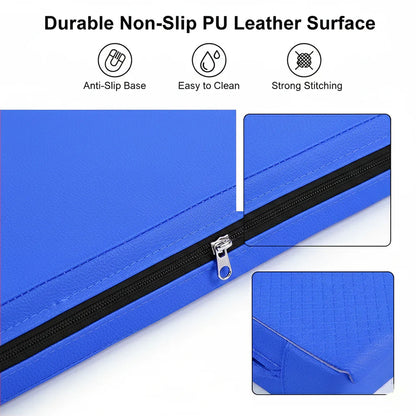 Tri-Fold Yoga Mat 6FT PU Leather 5cm Thick High Density Foam Non Slip Exercise Crash Mat