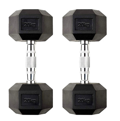 Premium Rubber-Coated Hex Dumbbells: Singles, Pairs & Complete Weight Sets from 2.5kg to 60kg - Anti-Roll Design with Ergonomic Metal Handles for Home Gym, Strength Training & Professional Bodybuilding
