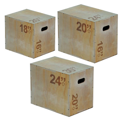 Professional 3-in-1 Wooden Plyometric Jump Box - Multi-Height Training Platform for Box Jumps, Step Ups and Strength Training - Versatile Fitness Equipment for Home and Commercial Gyms