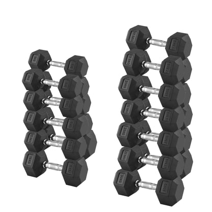 Premium 3-Layer Hex Dumbbell Set with Storage Rack - Complete Weight Training Solution for Home Gym & Commercial Use - Rubber Coated Hex Dumbbells from 2.5kg to 30kg - Professional Strength Training