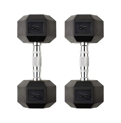 Premium Rubber-Coated Hex Dumbbells: Singles, Pairs & Complete Weight Sets from 2.5kg to 60kg - Anti-Roll Design with Ergonomic Metal Handles for Home Gym, Strength Training & Professional Bodybuilding