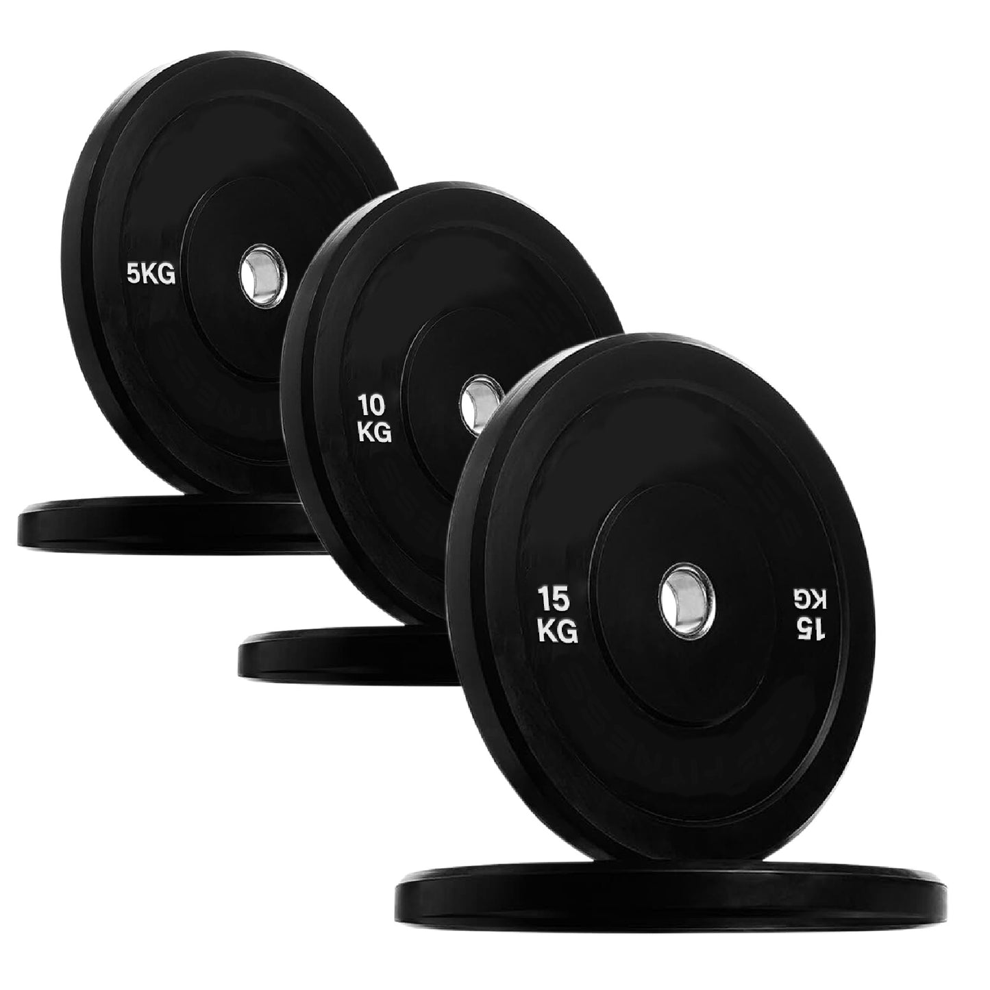 Premium Olympic Bumper Plates - Professional Grade Rubber Coated Weight Discs with 2-Inch Stainless Steel Insert - Color-Coded Designs Available in Singles Pairs & Sets - Multiple Weights for