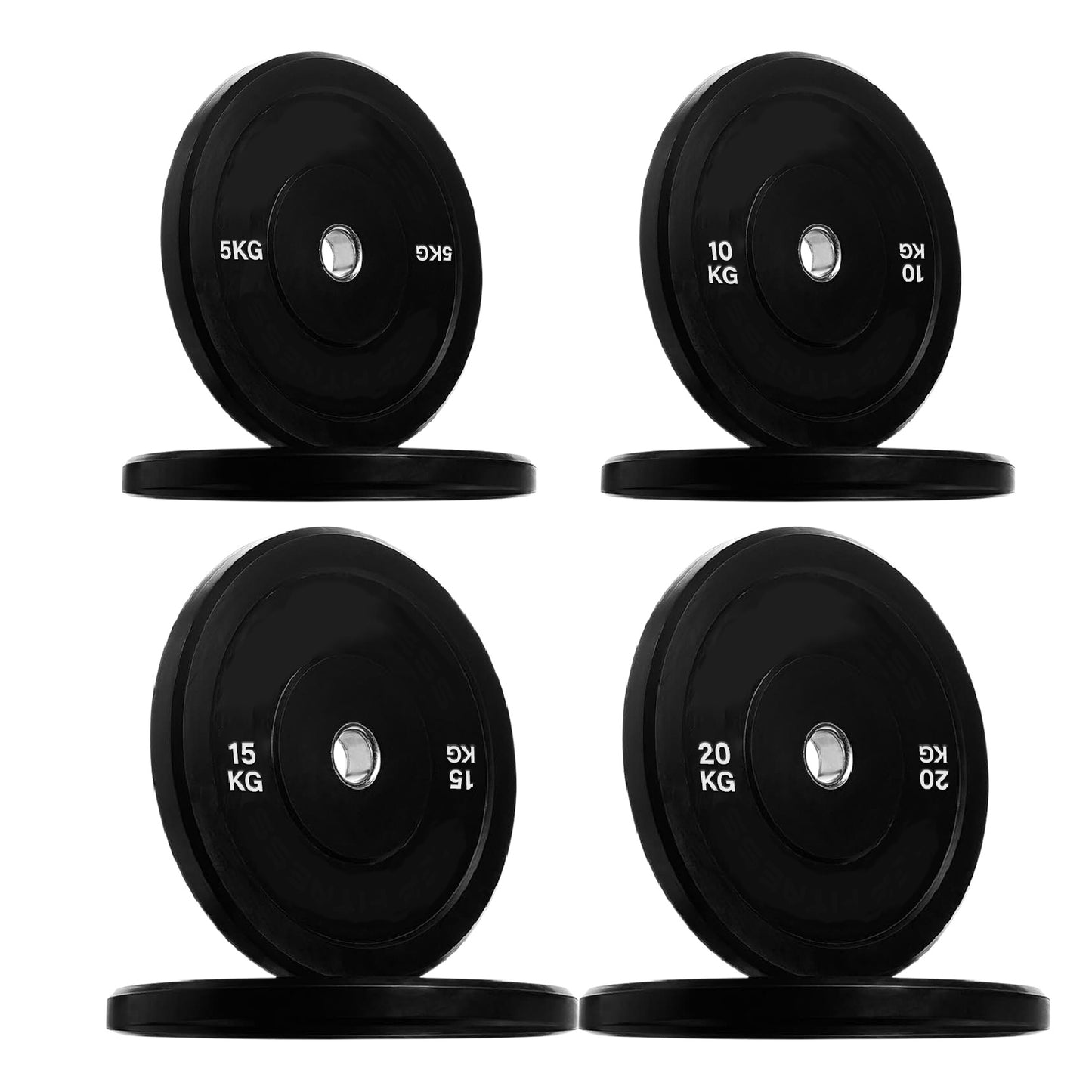 Premium Olympic Bumper Plates - Professional Grade Rubber Coated Weight Discs with 2-Inch Stainless Steel Insert - Color-Coded Designs Available in Singles Pairs & Sets - Multiple Weights for