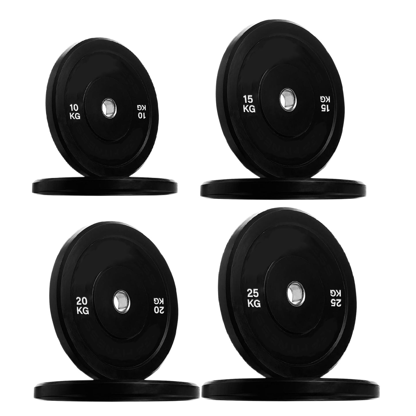 Premium Olympic Bumper Plates - Professional Grade Rubber Coated Weight Discs with 2-Inch Stainless Steel Insert - Color-Coded Designs Available in Singles Pairs & Sets - Multiple Weights for