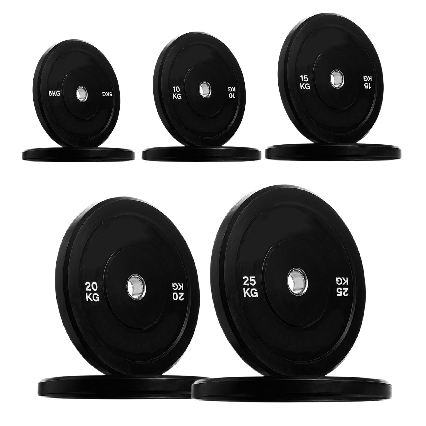 Premium Olympic Bumper Plates - Professional Grade Rubber Coated Weight Discs with 2-Inch Stainless Steel Insert - Color-Coded Designs Available in Singles Pairs & Sets - Multiple Weights for