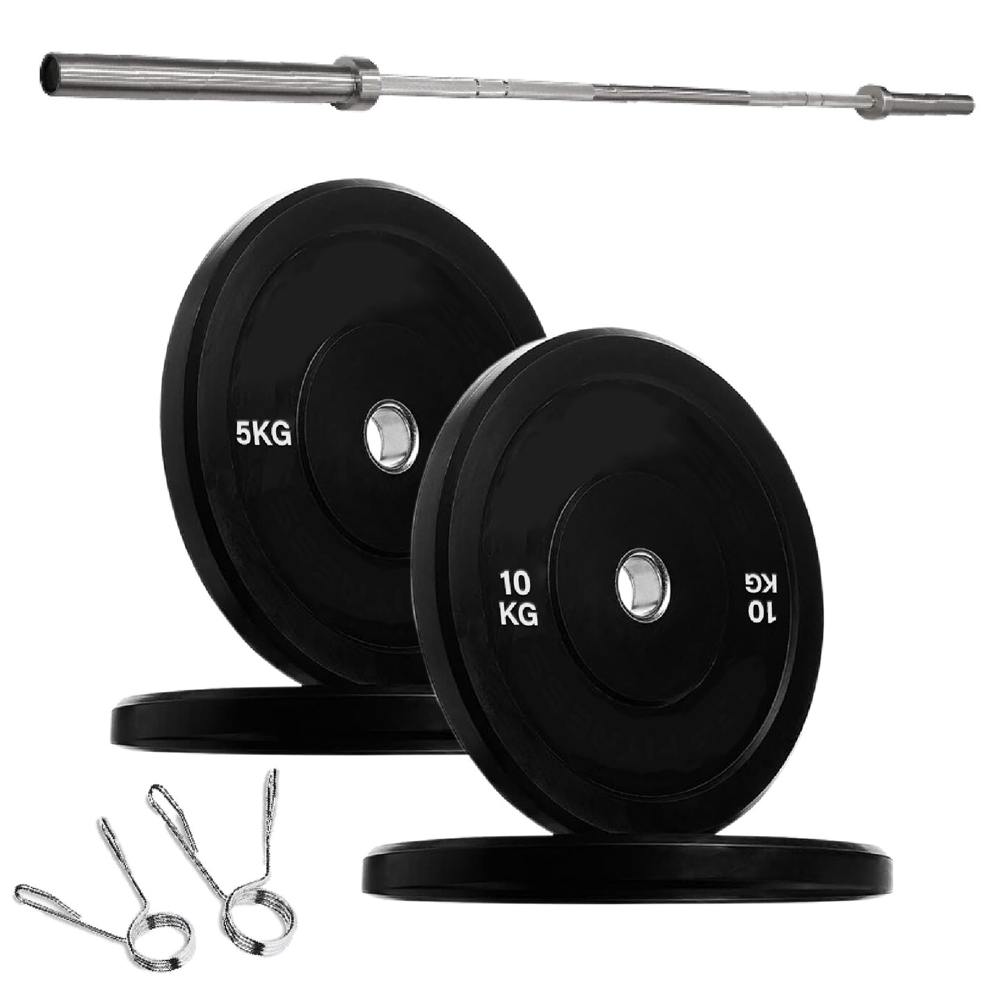 Premium Olympic Bumper Plates - Professional Grade Rubber Coated Weight Discs with 2-Inch Stainless Steel Insert - Color-Coded Designs Available in Singles Pairs & Sets - Multiple Weights for