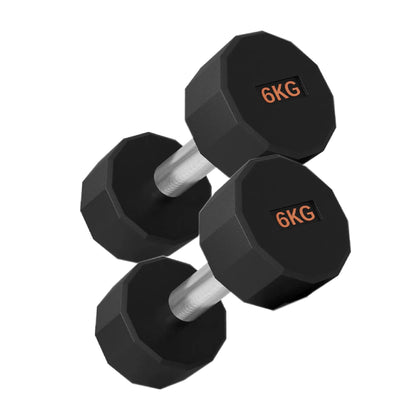 Round Hex Dumbbells with Anti-Roll Design - Premium Rubber-Coated Heads and Knurled Grip Handles - Available as Singles, Pairs or Complete Sets with Optional Storage Rack - Professional Gym Quality