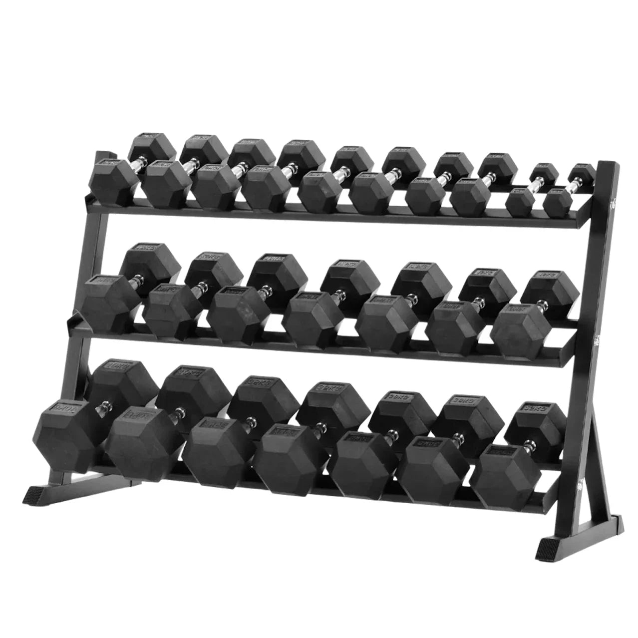 Premium Rubber-Coated Hex Dumbbells: Pairs from 2.5kg to 60kg - Anti-Roll Design with Ergonomic Metal Handles for Home Gym, Strength Training & Professional Bodybuilding