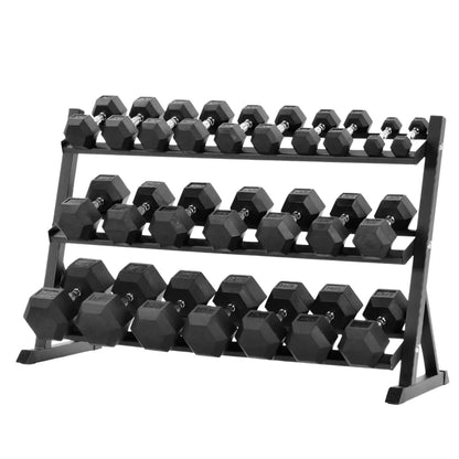 Premium Rubber-Coated Hex Dumbbells: Pairs from 2.5kg to 60kg - Anti-Roll Design with Ergonomic Metal Handles for Home Gym, Strength Training & Professional Bodybuilding
