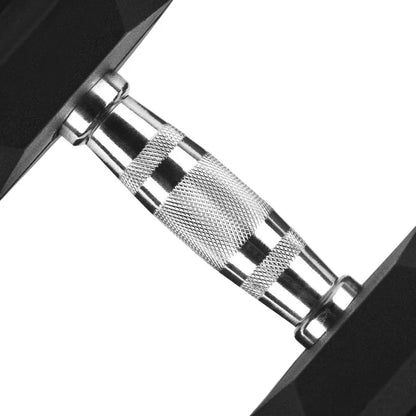 Hex dumbbells on a white background