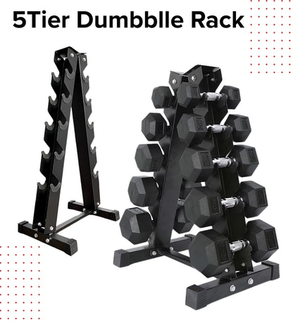 Heavy-Duty Dumbbell Storage Rack - Multi-Tier Options for 3, 4, 5 & 6 Pairs - Steel Weight Organizer Stand for Home Gym, Commercial Fitness Studios - Space-Saving Exercise Equipment Storage Solution