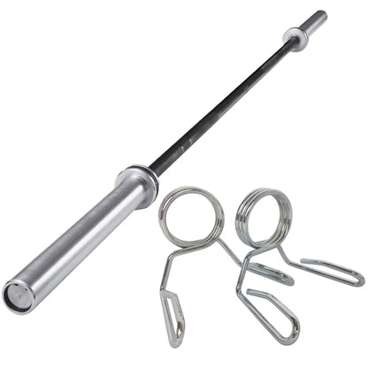 Barbell with weight attachments on a white background