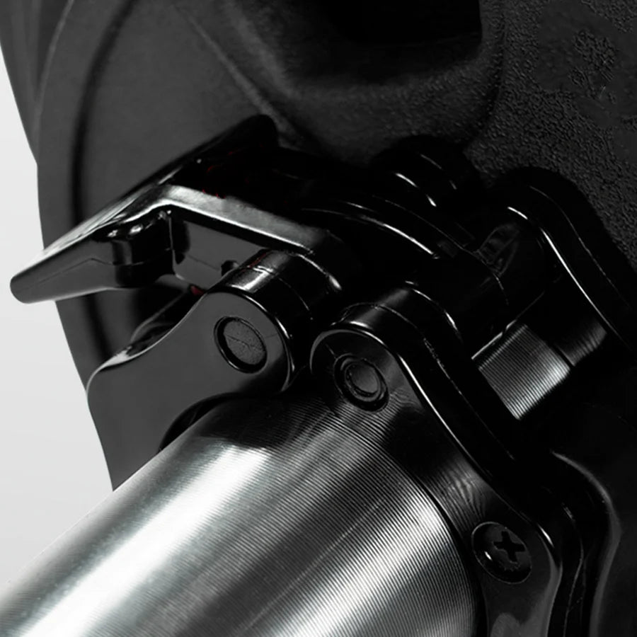Close-up of a motorcycle handlebar with throttle grip