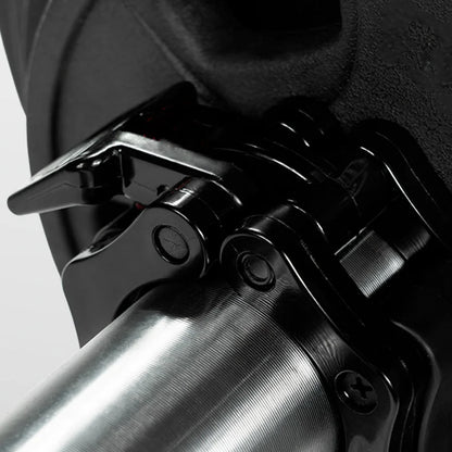 Close-up of a motorcycle handlebar with throttle grip
